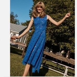 Anthropologie Tracy Reese Cerulean Blue Lace Fit Flare Midi Dress Nwt 2
